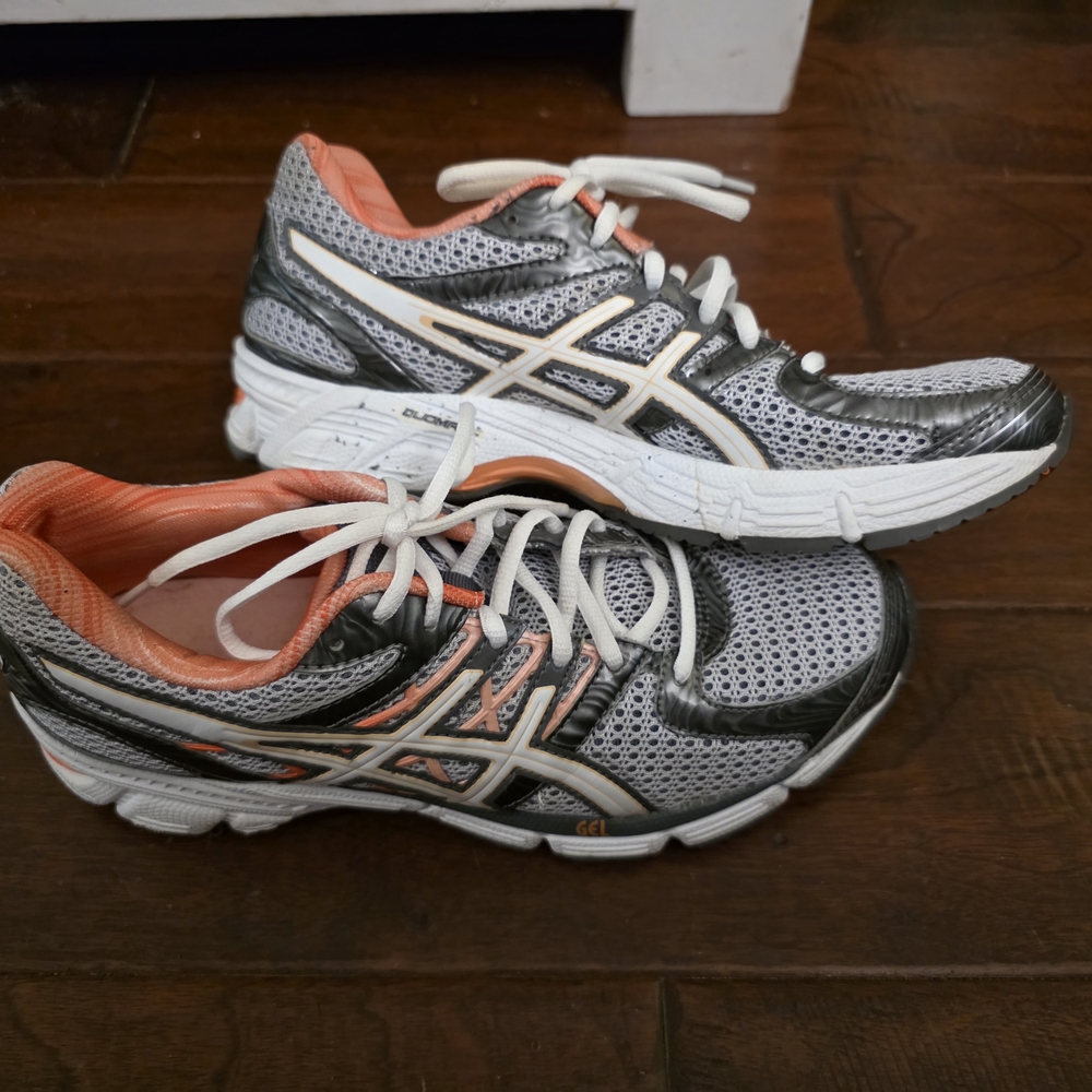 Asics Silver and White Athletic Shoes with Mesh Design